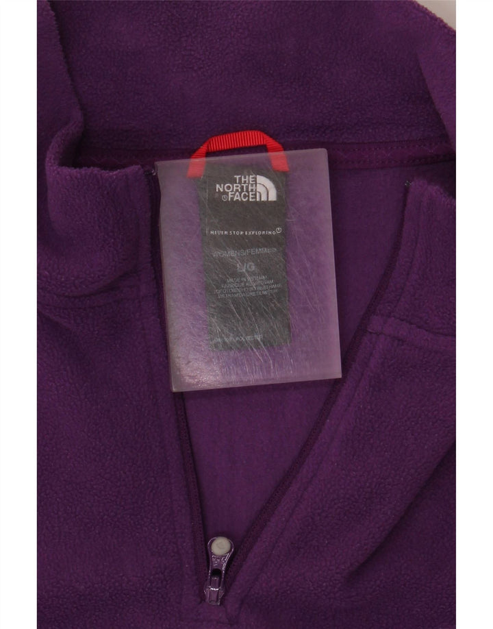THE NORTH FACE Womens Zip Neck Fleece Jumper UK 16 Large Purple Polyester