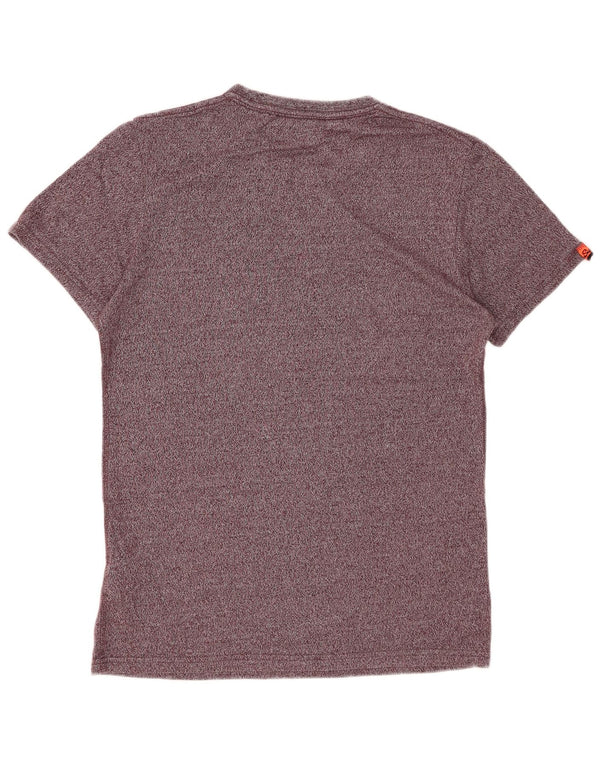 SUPERDRY Mens Graphic T-Shirt Top Large Burgundy Flecked Cotton