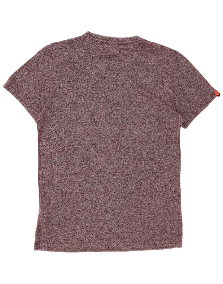 SUPERDRY Mens Graphic T-Shirt Top Large Burgundy Flecked Cotton