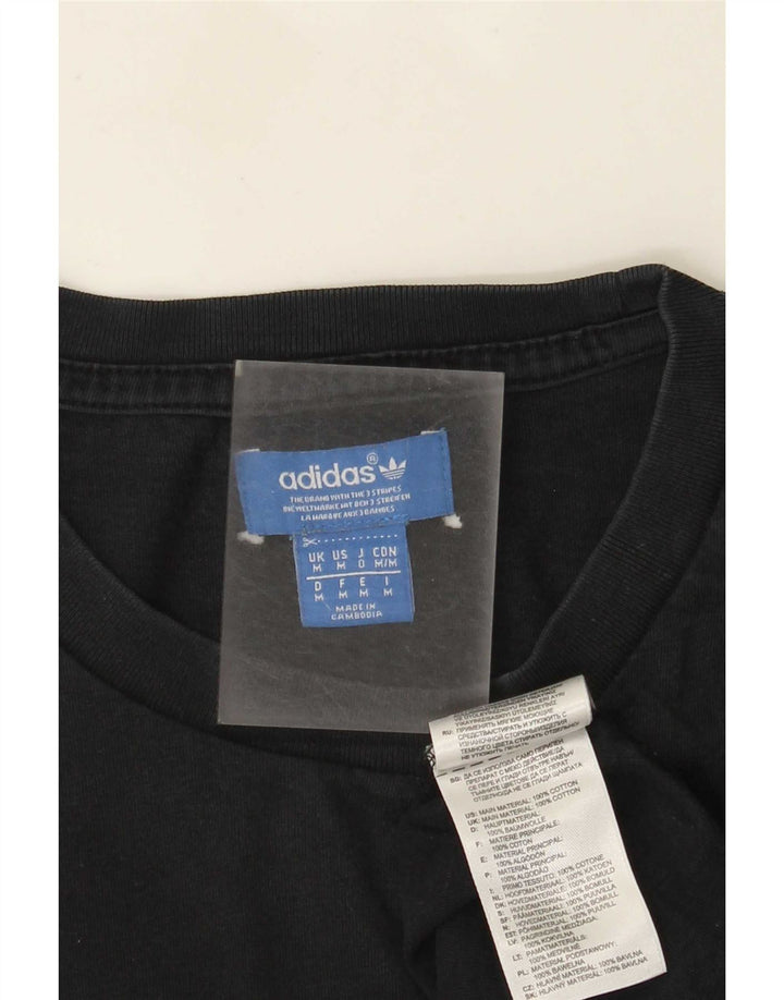 Adidas Mens Graphic T-Shirt Top Medium Black Cotton