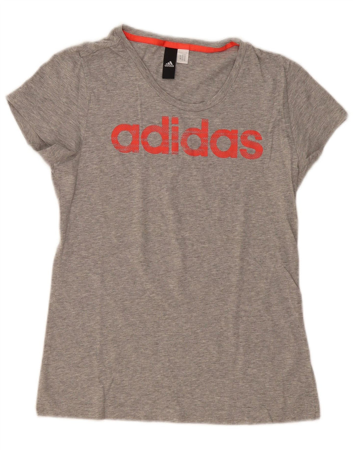 Adidas Womens Graphic T-Shirt Top UK 12 Medium Grey