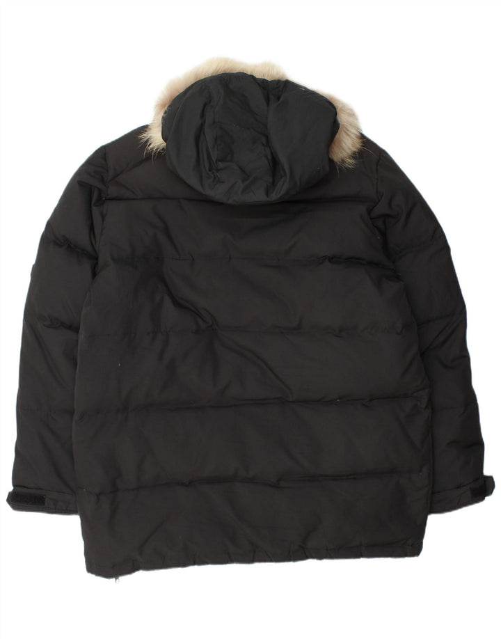 Dubin Mens Hooded Padded Jacket UK 38 Medium Black Polyester