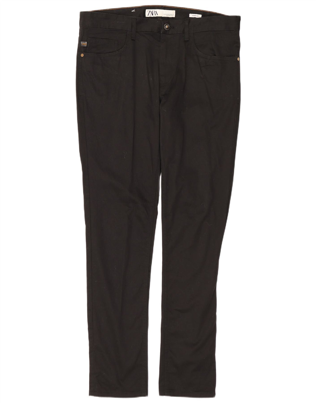 ZARA Mens Skinny Casual Trousers EU 42 Large W32 L31 Black Cotton