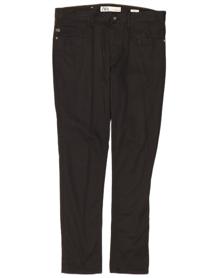 ZARA Mens Skinny Casual Trousers EU 42 Large W32 L31 Black Cotton