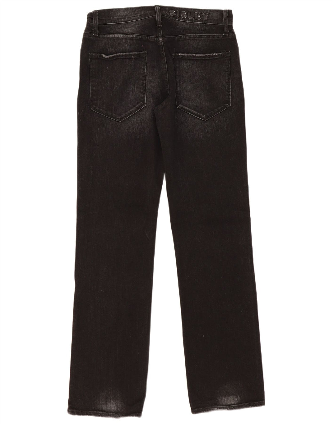 SISLEY Mens Graphic Straight Jeans W32 L32 Black Cotton