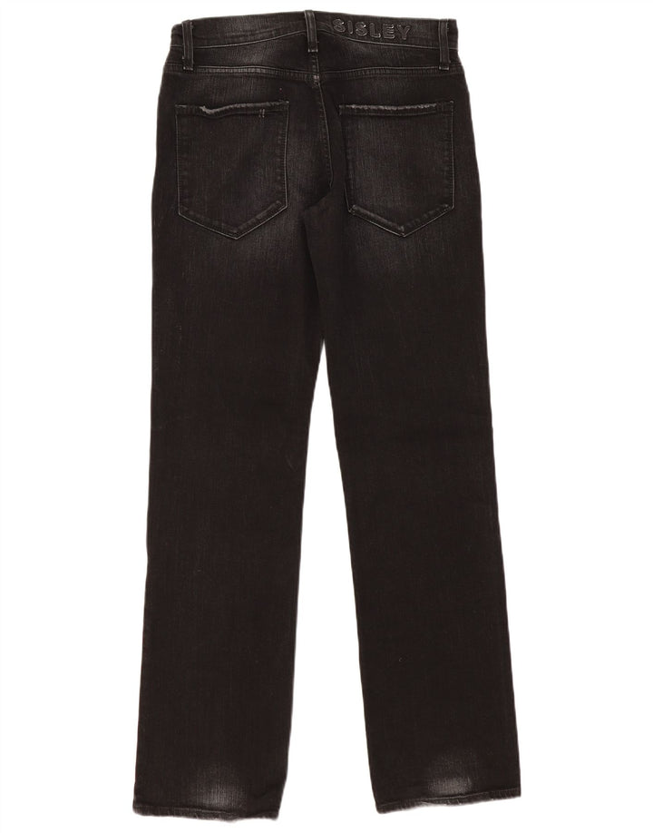 SISLEY Mens Graphic Straight Jeans W32 L32 Black Cotton