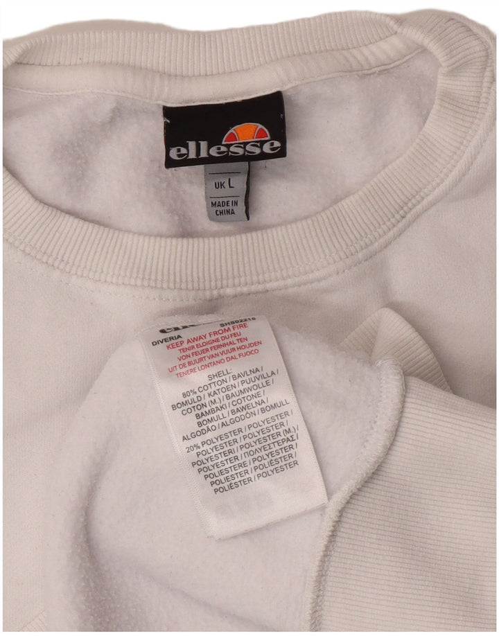 ELLESSE Mens Sweatshirt Jumper Large White Cotton
