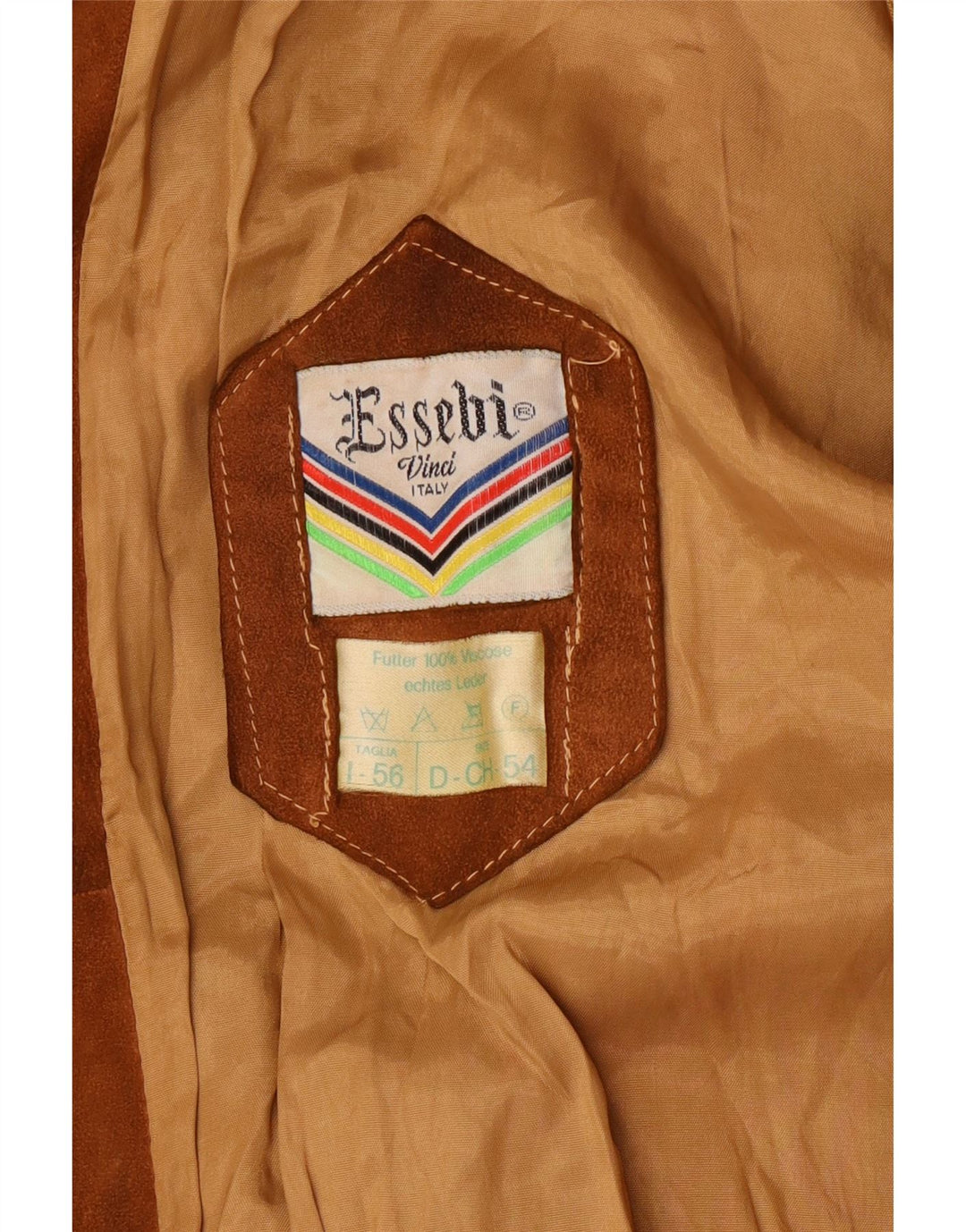 ESSEBI Mens Suede Bomber Jacket UK 40 Large Brown Leather