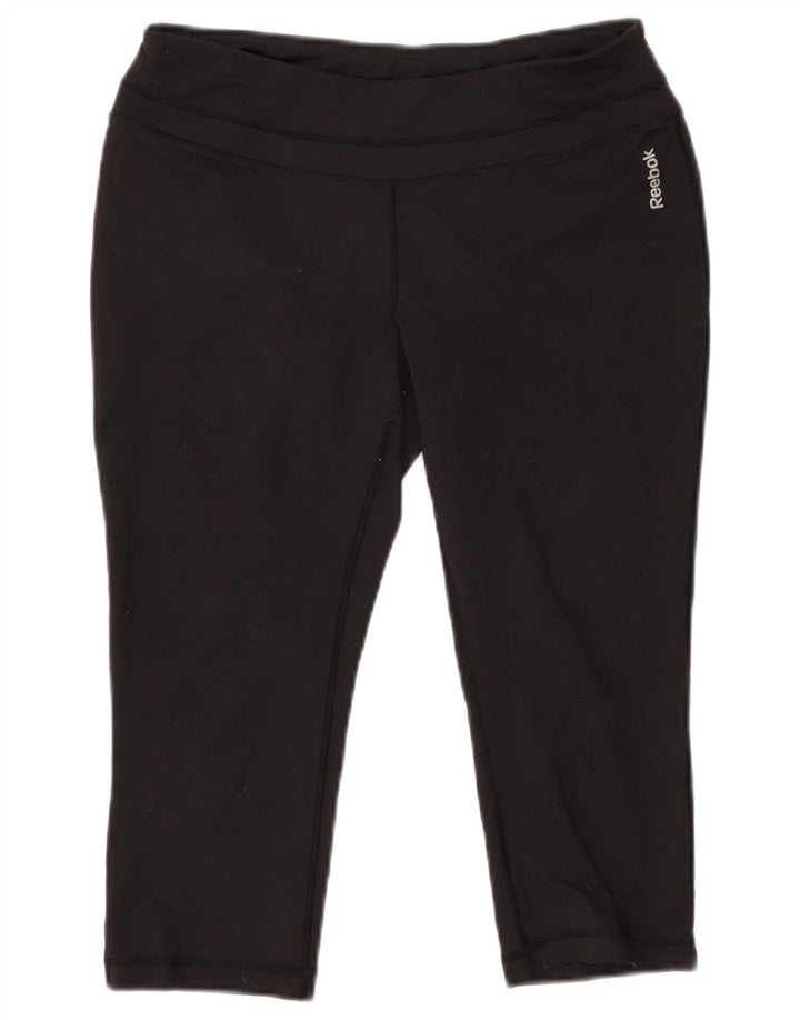 REEBOK Womens Capri Leggings UK 14 Large  Black Polyester