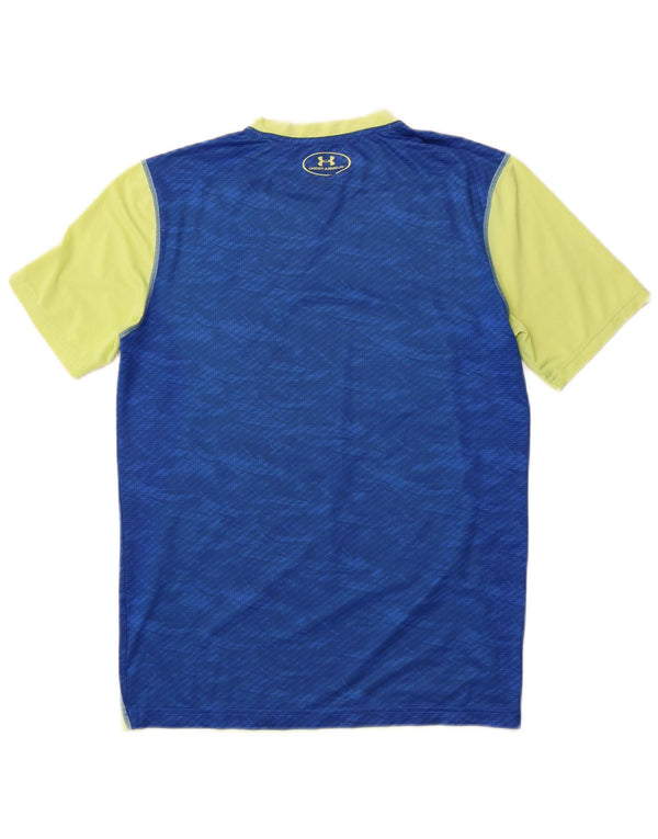 UNDER ARMOUR Mens Heat Gear T-Shirt Top Small Green Colourblock