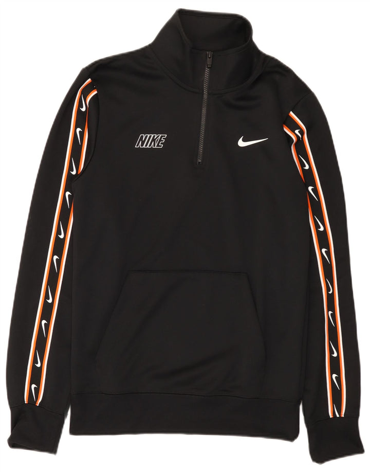 Nike Mens Graphic Zip Neck Sweatshirt Jumper XS Black Polyester