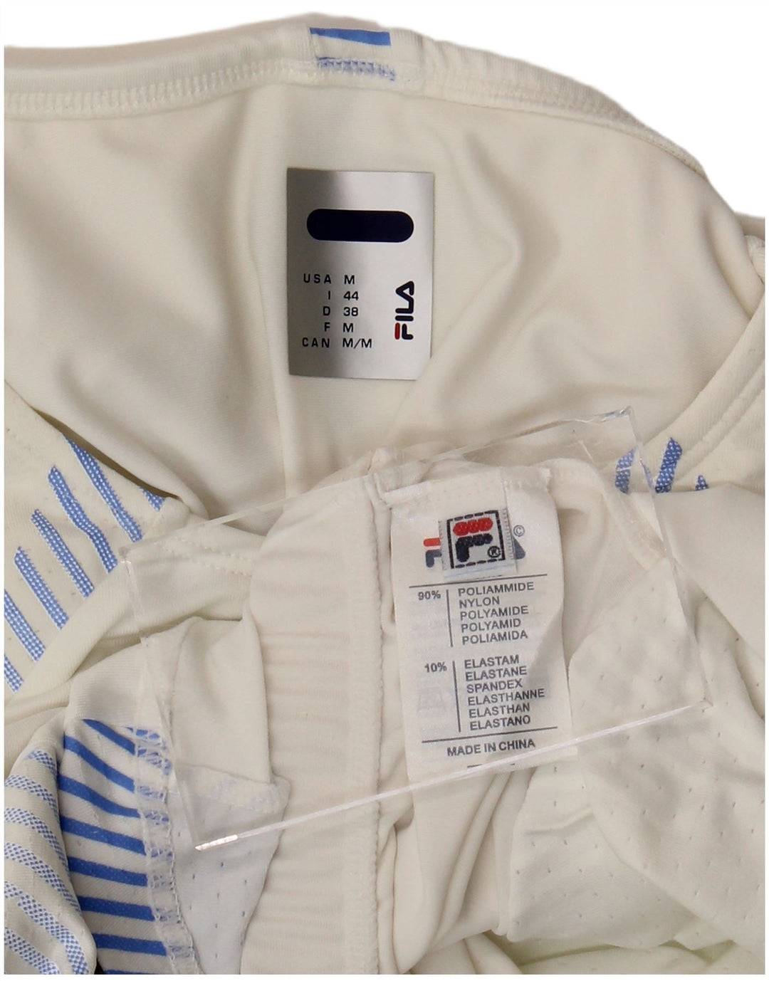 FILA Womens Vest Top IT 44 Medium White Striped Polyamide