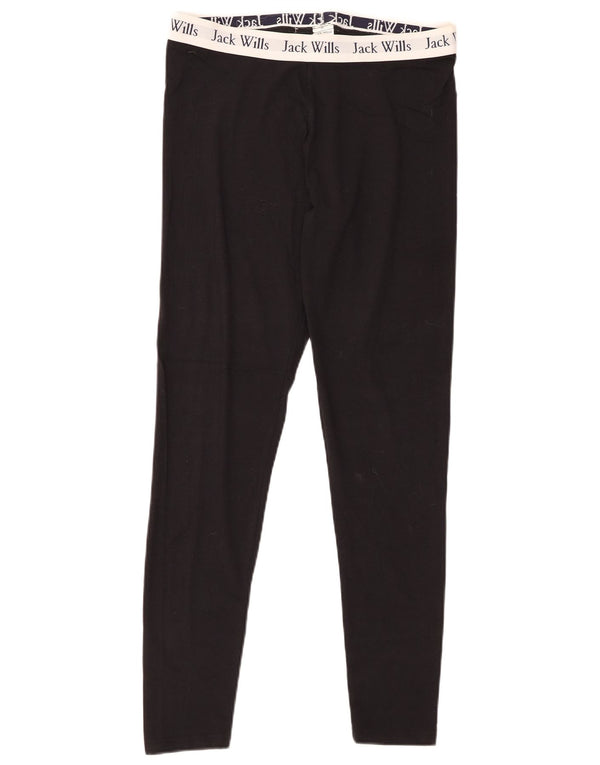 JACK WILLS Womens Graphic Leggings UK 12 Medium Black Colourblock Cotton