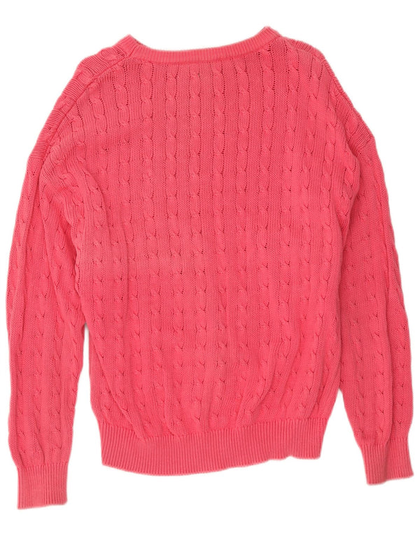 Benetton Womens Boat Neck Jumper Sweater UK 14 Large Pink Cotton