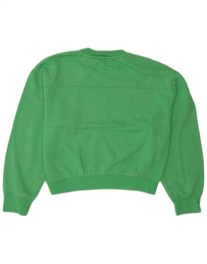 Zara Womens Crop Oversized Sweatshirt Jumper UK 10 Small Green Polyester