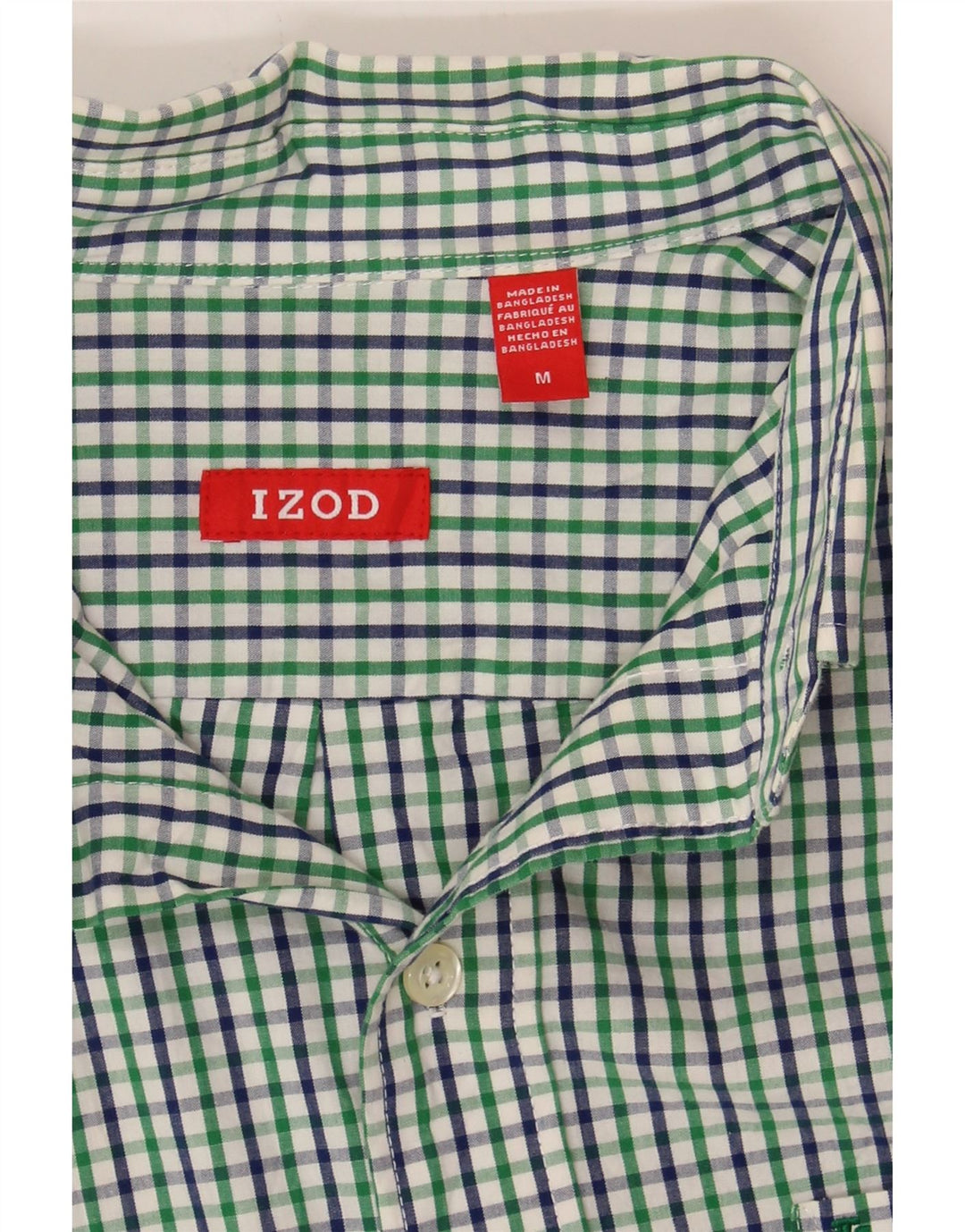 IZOD Mens Shirt Medium Green Check Cotton Vintage Izod and Second-Hand Izod from Messina Hembry 