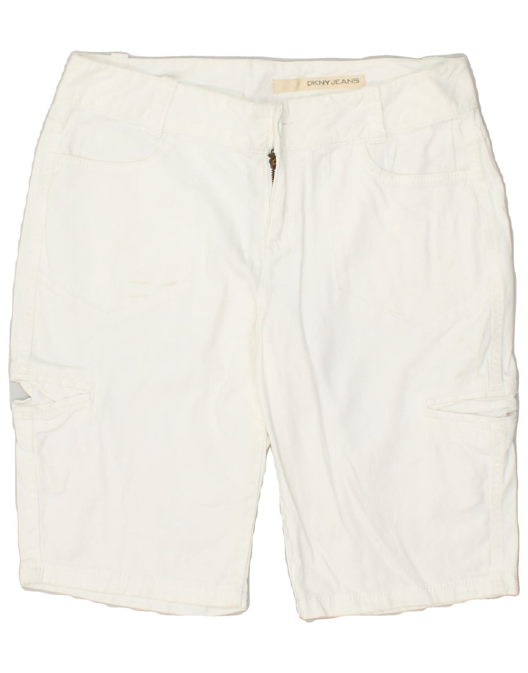 DKNY Womens Cargo Shorts US 8 Medium W34 White Cotton | Vintage Dkny | Thrift | Second-Hand Dkny | Used Clothing | Messina Hembry 