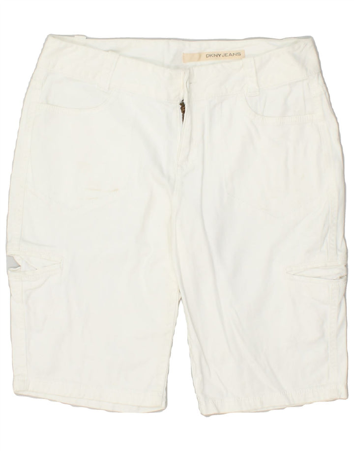 DKNY Womens Cargo Shorts US 8 Medium W34 White Cotton | Vintage Dkny | Thrift | Second-Hand Dkny | Used Clothing | Messina Hembry 