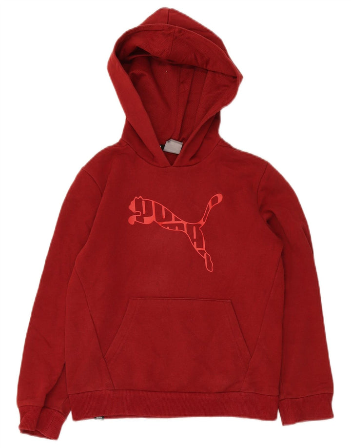 PUMA Boys Graphic Hoodie Jumper 9-10 Years Red Cotton