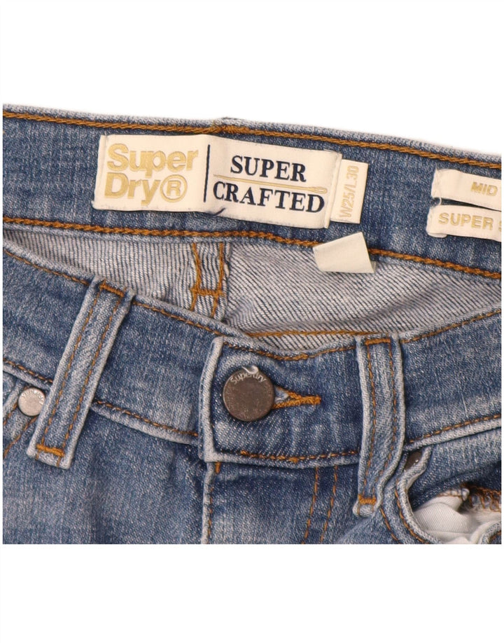 SUPERDRY Womens Mid Rise Super Skinny Jeans W25 L28 Blue Cotton