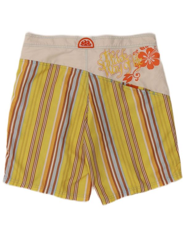 Sundek Mens Graphic Swimming Shorts Medium  Yellow Striped