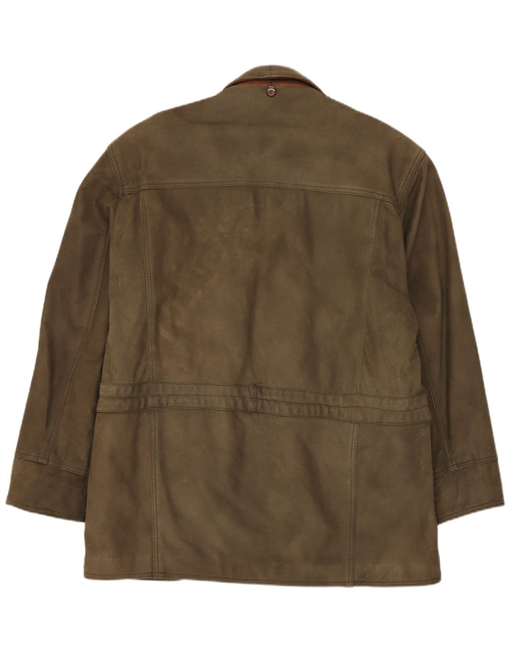 Vintage Mens Leather Jacket UK 42 XL Khaki Leather