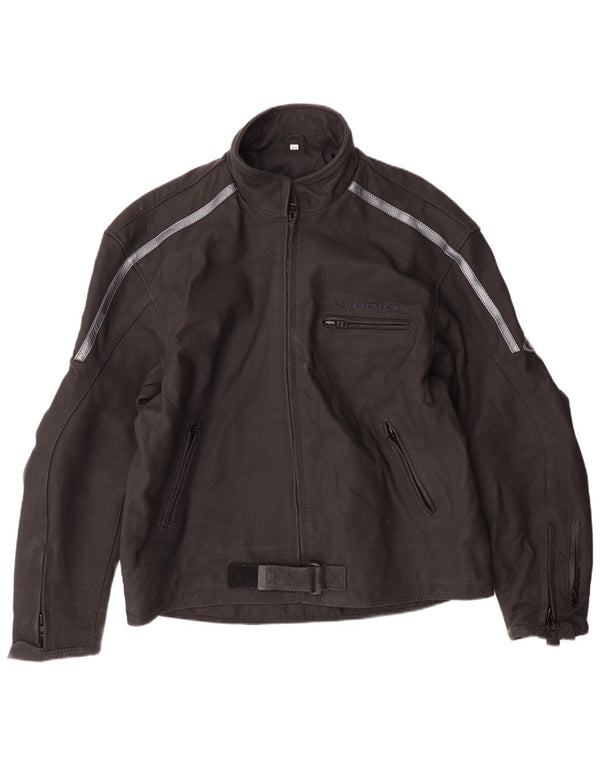 GIUDICI Mens Biker Jacket UK 48 4XL Black Leather