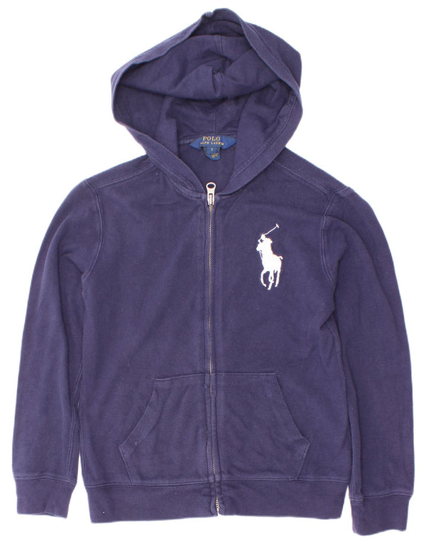 Polo Ralph Lauren Boys Zip Hoodie Sweater 6-7 Years Navy Blue Cotton