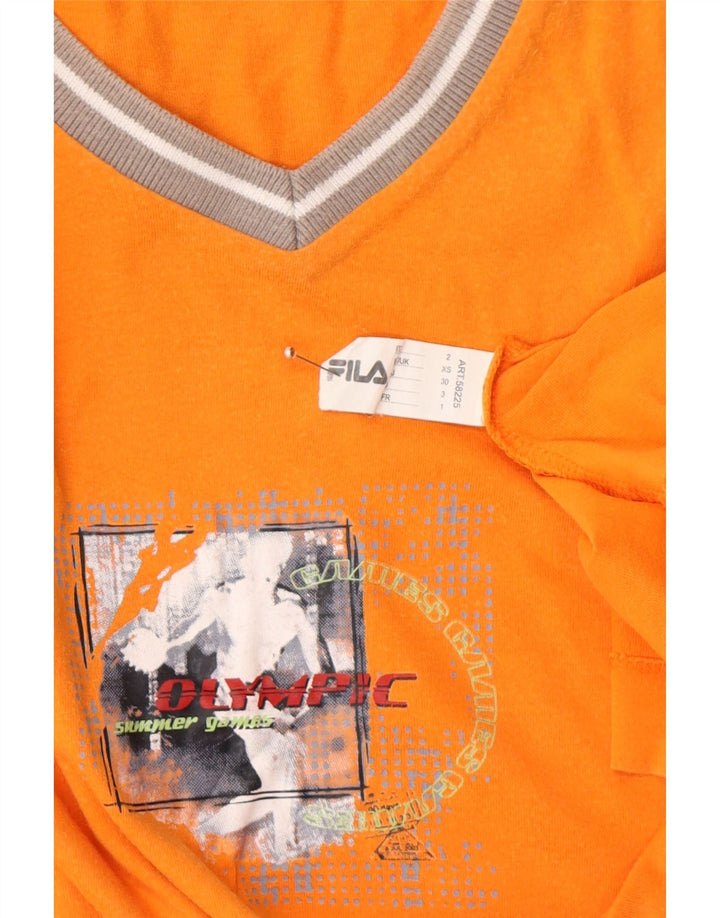 FILA Mens Graphic T-Shirt Top XS Orange Cotton