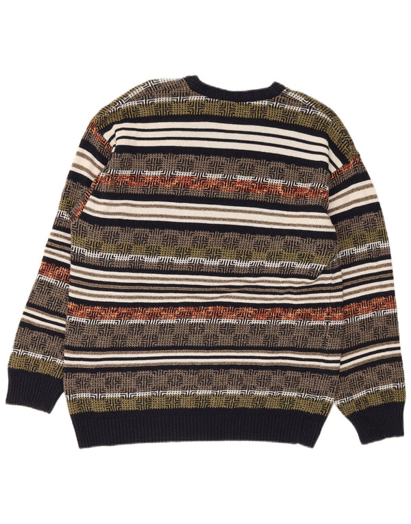 Giramondo Mens V-Neck Jumper Sweater Large Multicoloured Geometric