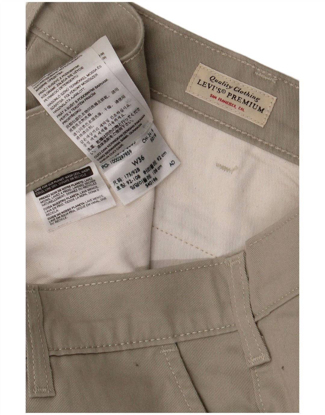 LEVI'S Mens Tapered Chino Trousers W36 L28 Beige Cotton