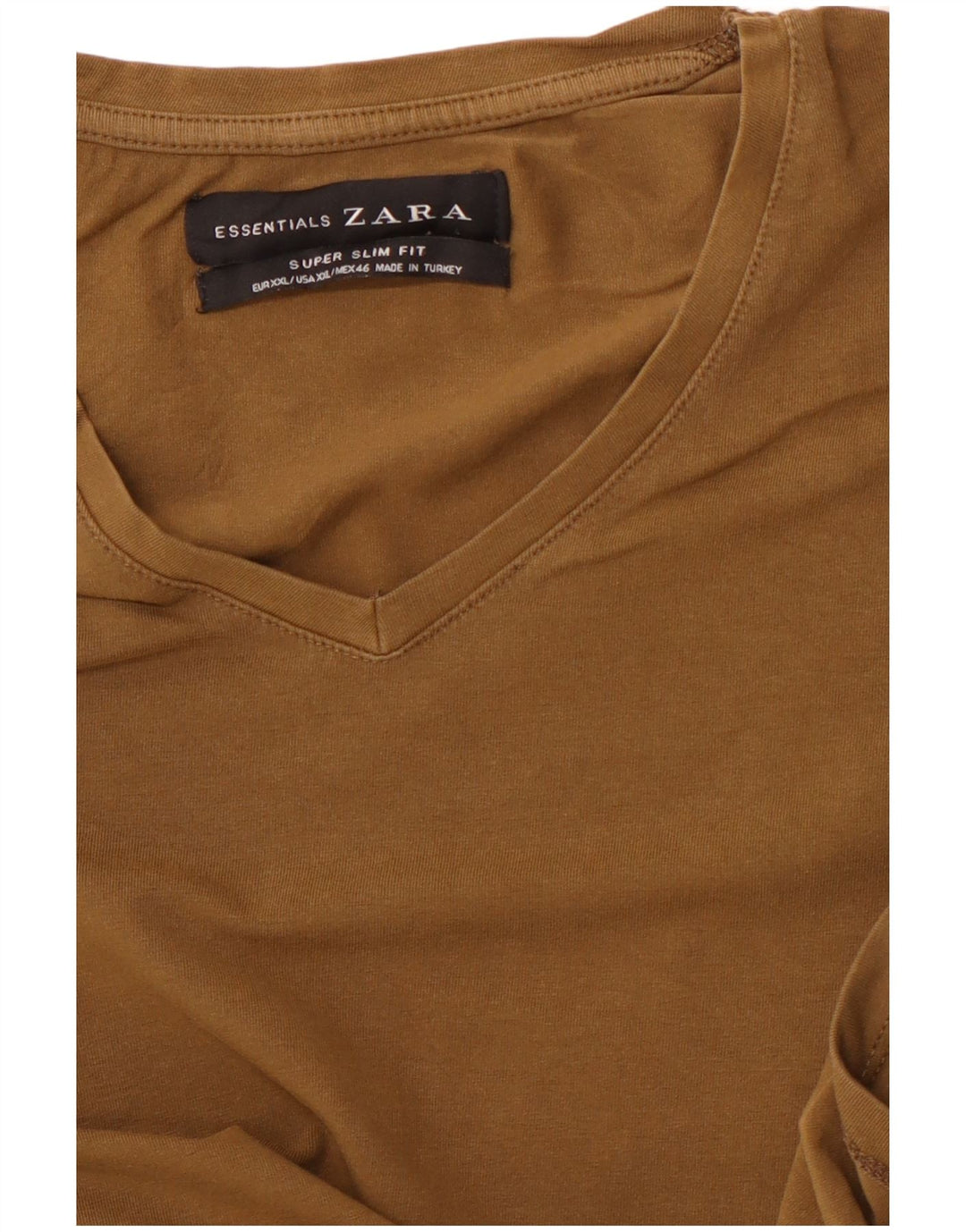 Zara Mens Super Slim Fit T-Shirt Top 2XL Khaki