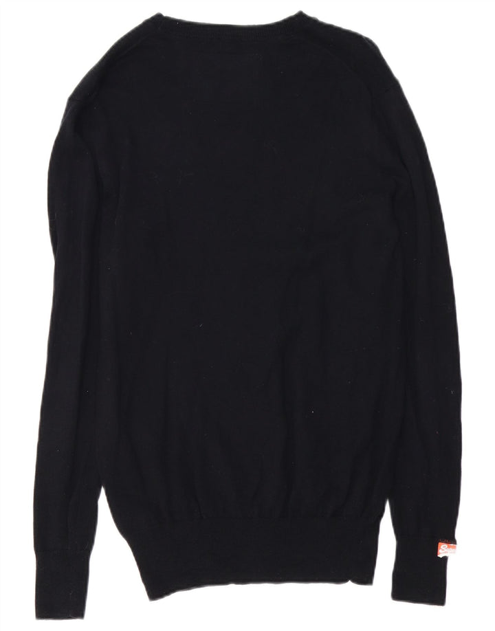 Superdry Mens Boat Neck Jumper Sweater Medium Black Cashmere