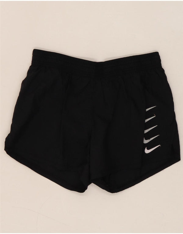 NIKE Womens Graphic Sport Shorts UK 8 Small  Black Polyester