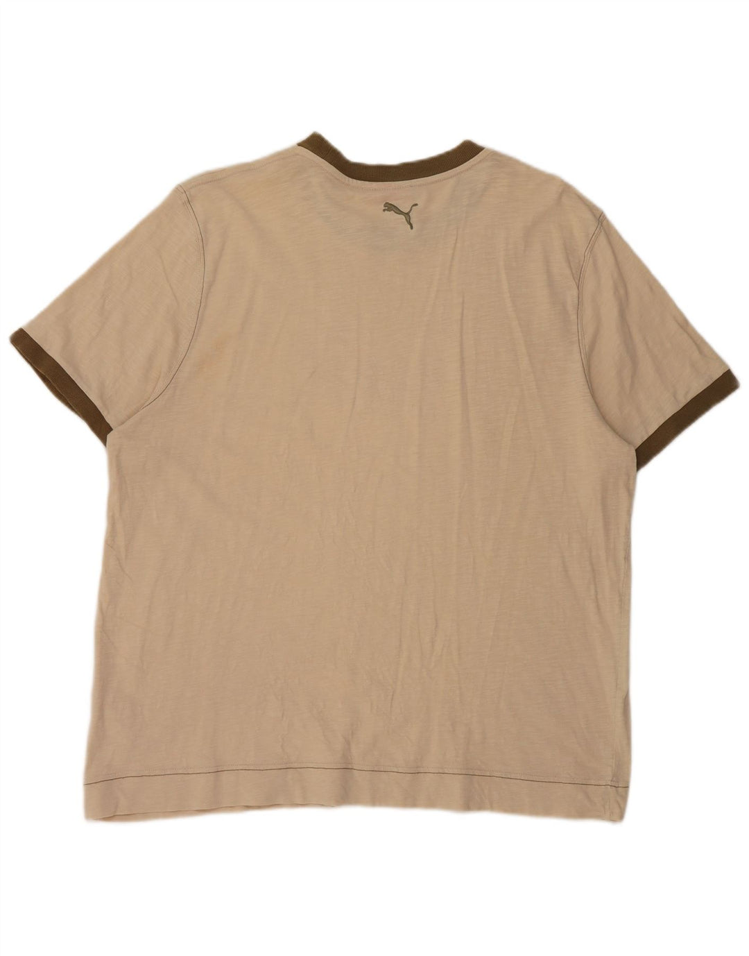 Puma Mens Graphic T-Shirt Top 2XL Beige Cotton