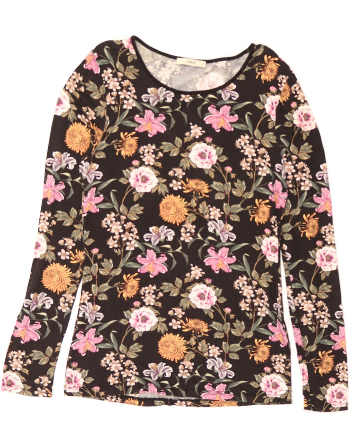 OASIS Womens Top Long Sleeve UK 12 Medium Black Floral Viscose Vintage Oasis and Second-Hand Oasis from Messina Hembry 