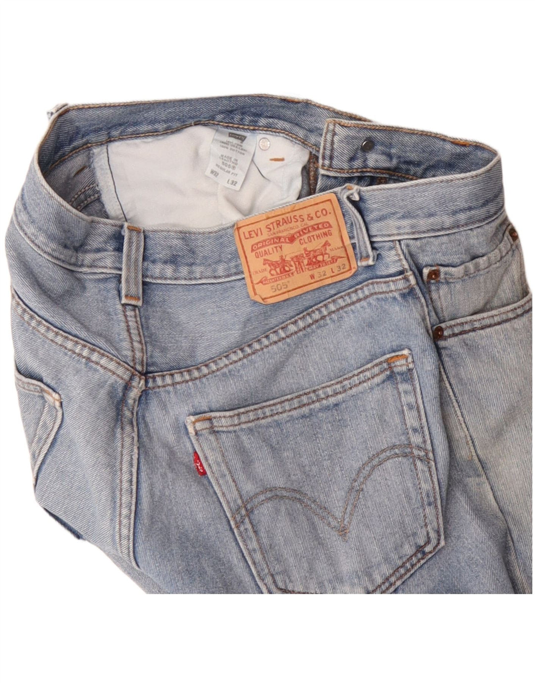 Levi's Mens 505 Regular Fit Straight Jeans W32 L32 Blue Cotton