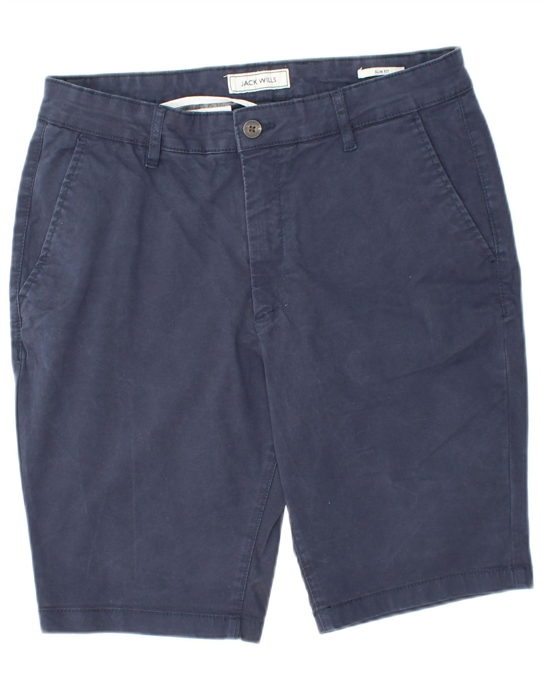 JACK WILLS Mens Slim Fit Chino Shorts W32 Medium Navy Blue Cotton