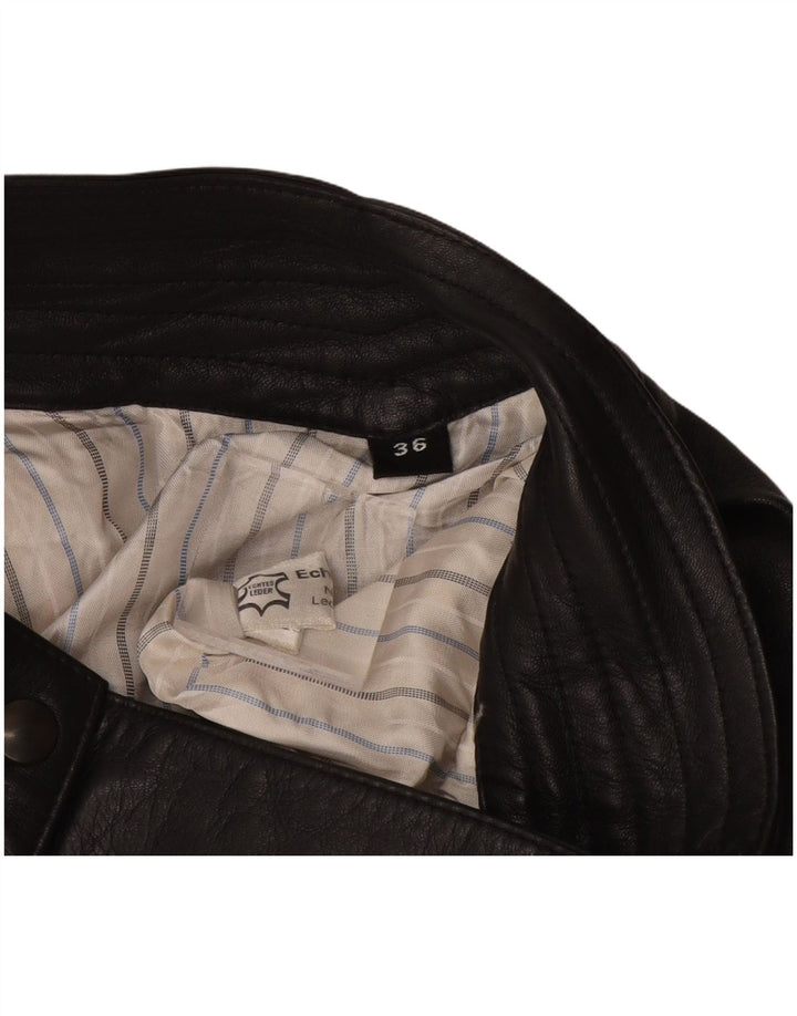 Vintage Womens Leather Skirt EU 36 Small W26 Black Leather
