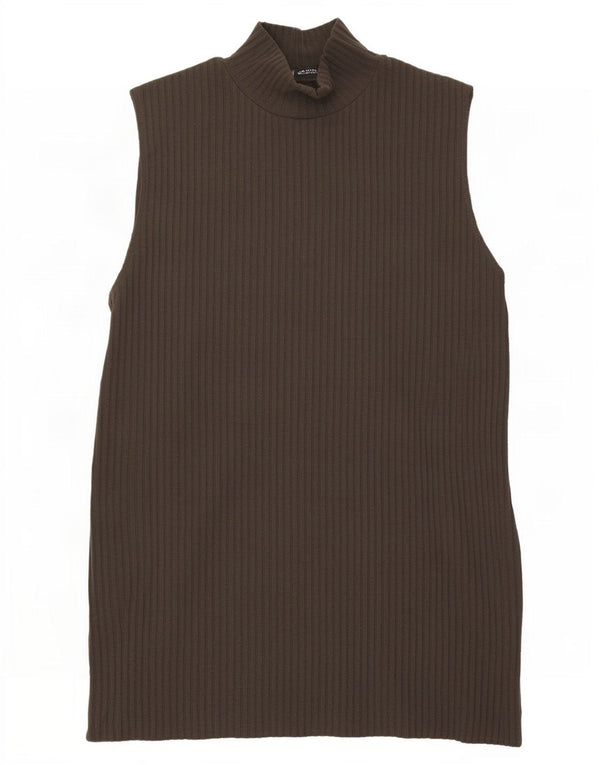 Zara Womens Vest Tank Top UK 12 Medium Brown Polyester
