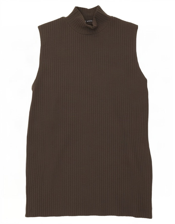 Zara Womens Vest Tank Top UK 12 Medium Brown Polyester