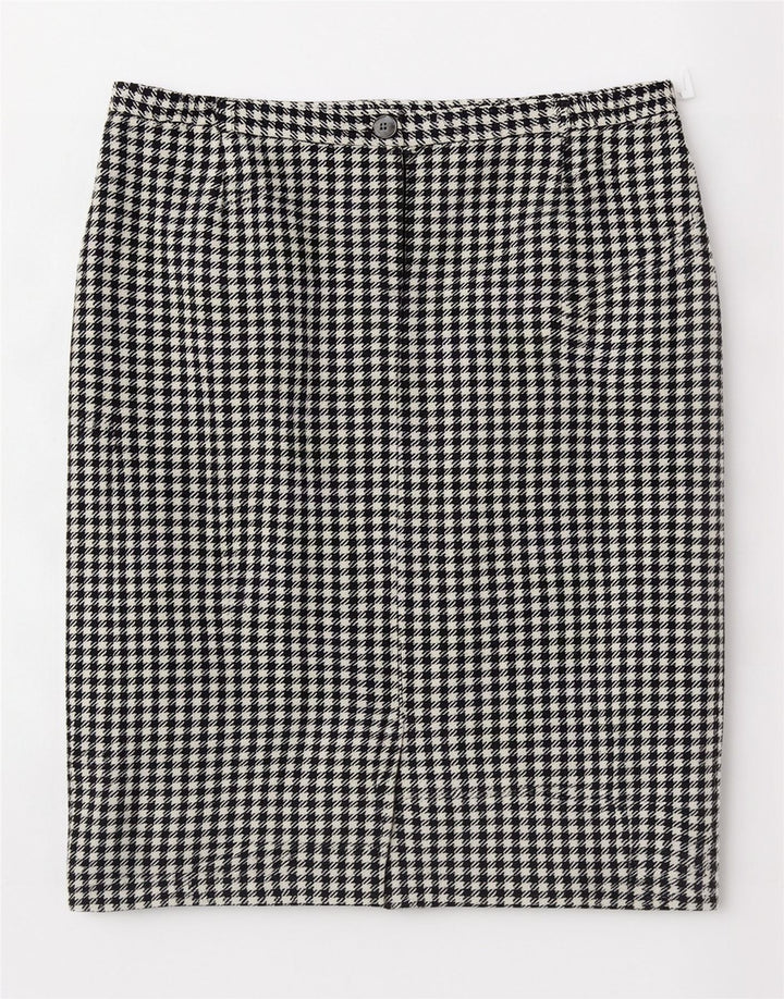Eastex Womens Midi Skirt UK 14 Medium W30 Black Houndstooth Wool