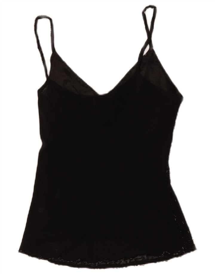 Vintage Womens Cami Top UK 8 Small Black Viscose