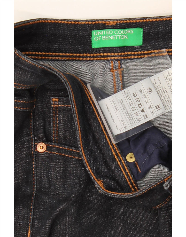 BENETTON Womens Straight Jeans W31 L30 Navy Blue Cotton