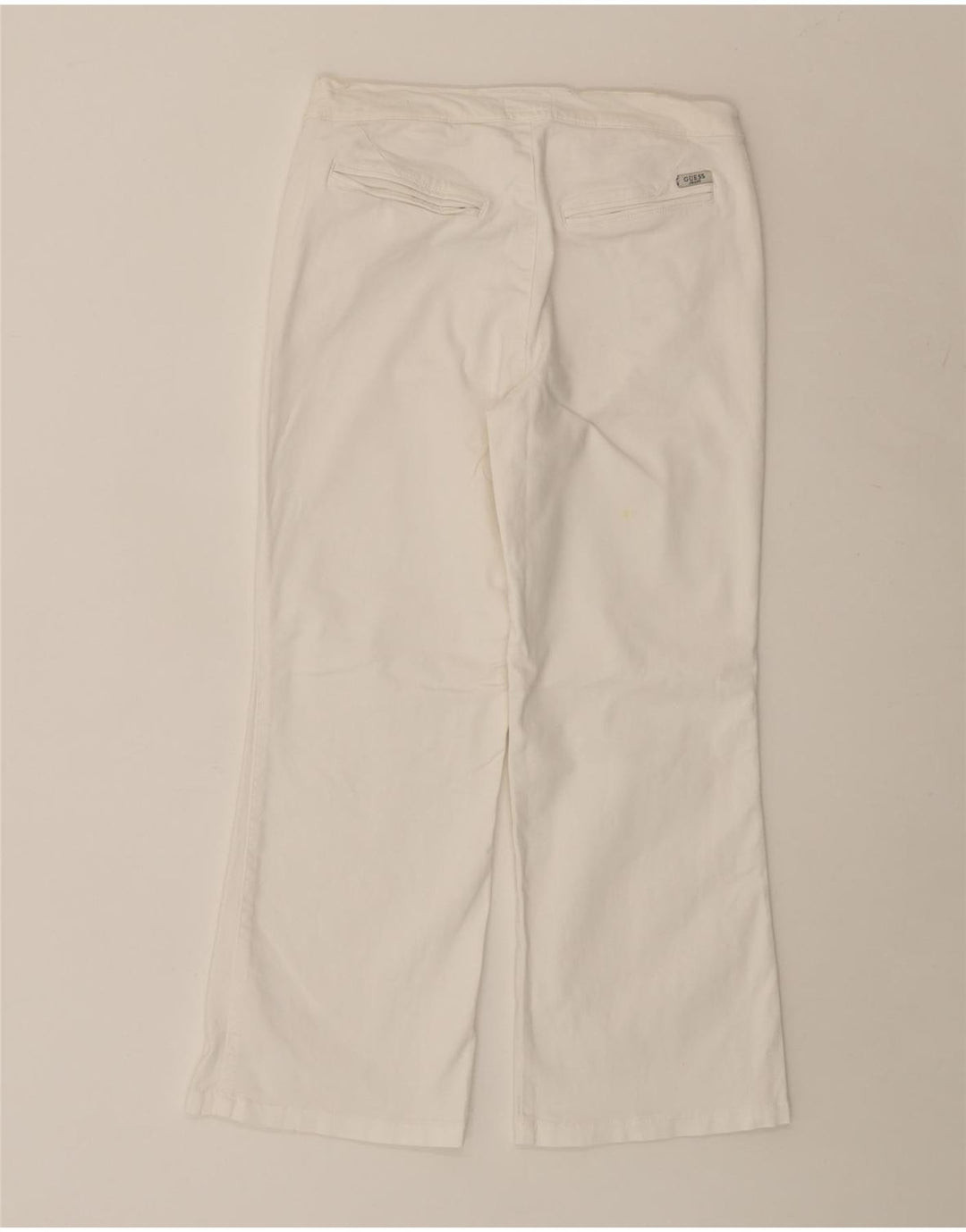 GUESS Womens Straight Cropped Trousers W29 L23 Off White Cotton