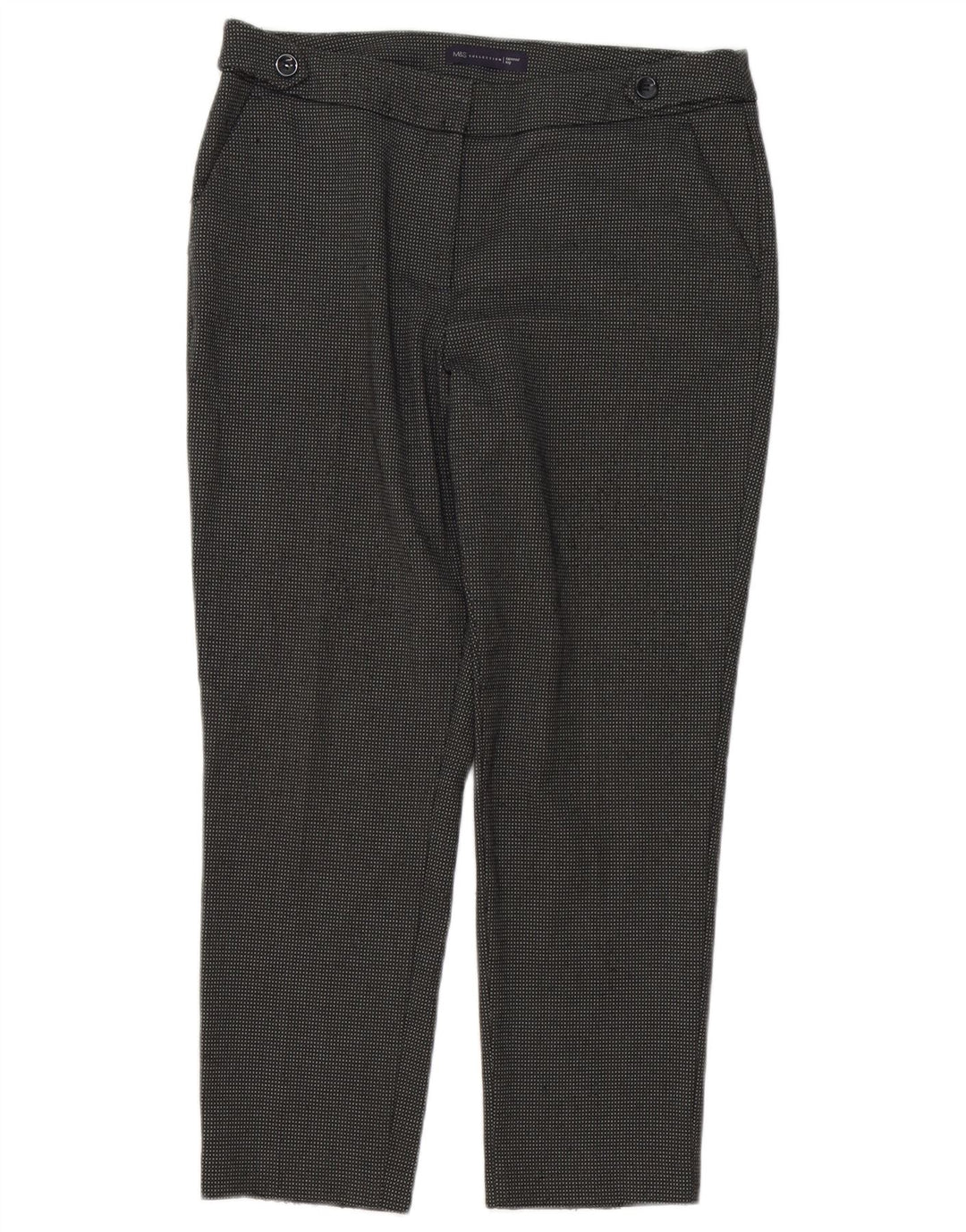 Marks & Spencer Womens Short Suit Trousers UK 12 Medium W34 L26 Grey Check
