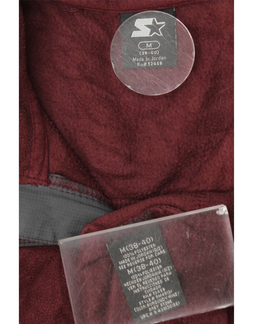 Starter Mens Zip Neck Fleece Jumper UK 38/40 Medium Maroon Colourblock