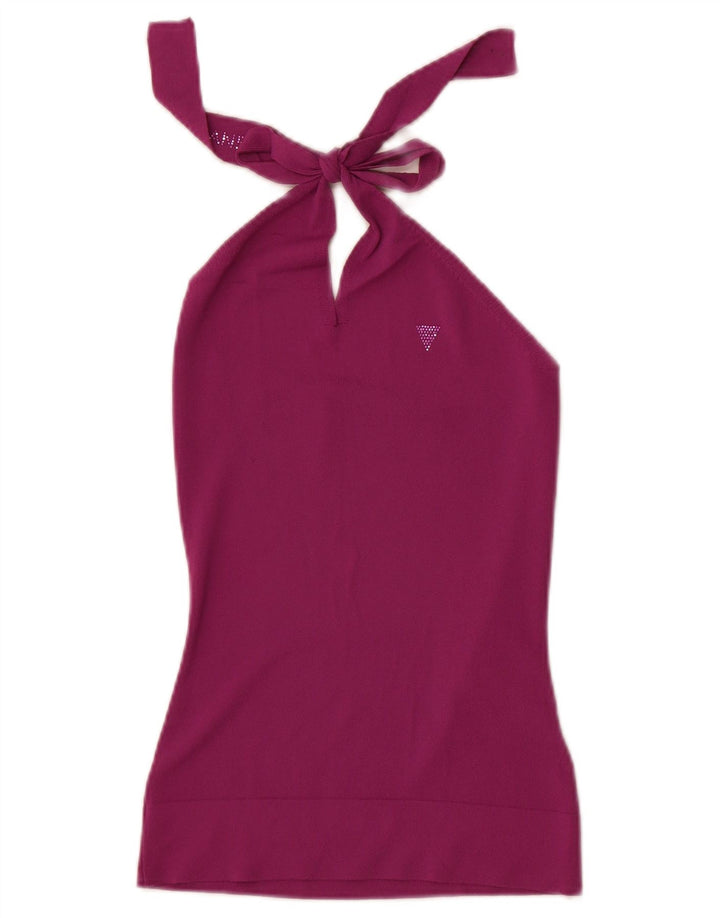 Guess Womens Halter Top UK 12 Medium Purple Viscose