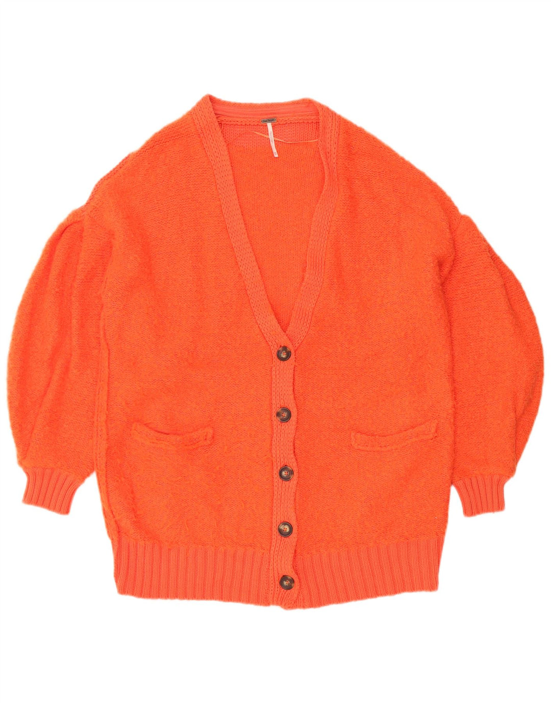 PEOPLE TREE Womens Oversized Cardigan Sweater UK 6 XS Orange Cotton