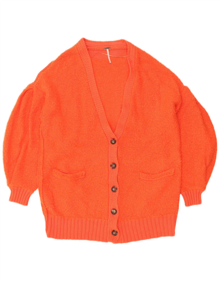 PEOPLE TREE Womens Oversized Cardigan Sweater UK 6 XS Orange Cotton
